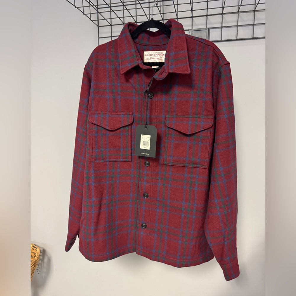 Filson Mackinaw Wool Jac Shirt | Deep Red & Blue Green | NWT | MSRP $395